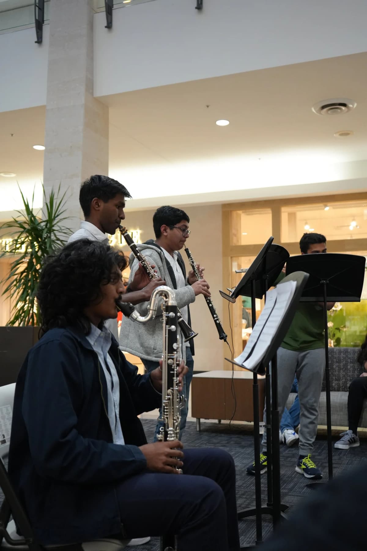 Clarinet section performing